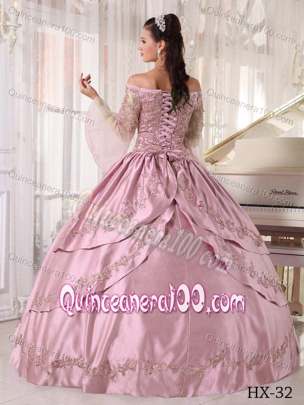 Unique Pleated off Shoulders Sweet 16 Dress with Long Fan Sleeves