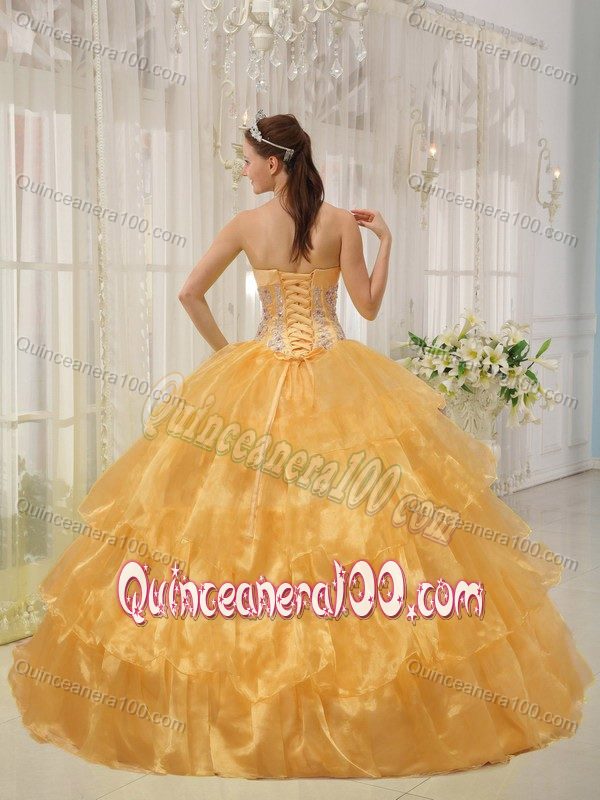 Beading and Ruffled Layers Accent Orange Sweet Sixteen Dresses