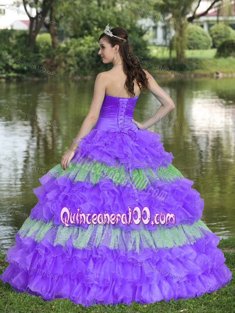 Beautoful Beading Muti-tiered Strapless Quince Dresses with Appliques