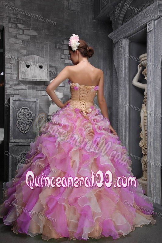 Lovely Multi-colored Sweet 15/16 Birthday Dress with Ruffles