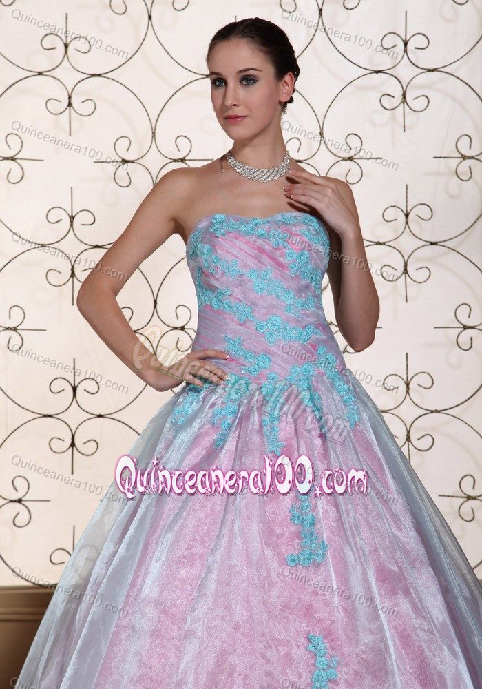 Multi-colored Sweet 15/16 Birthday Dress with Appliques
