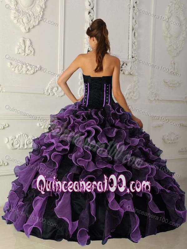 Purple Ruffles Sweetheart Dress Quinceanera with Beading in Vogue