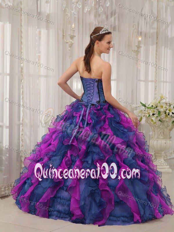 Nice Two-toned Ruffled Quinceanera Gown Dress with Appliques