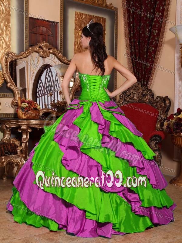 Best Multi-colored Strapless Dress for Sweet 16 with Embroidery