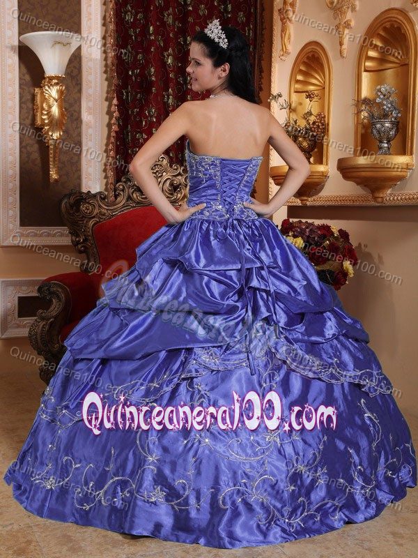 Light Purple Pick-ups Embroidery Dress for Quince on Promotion