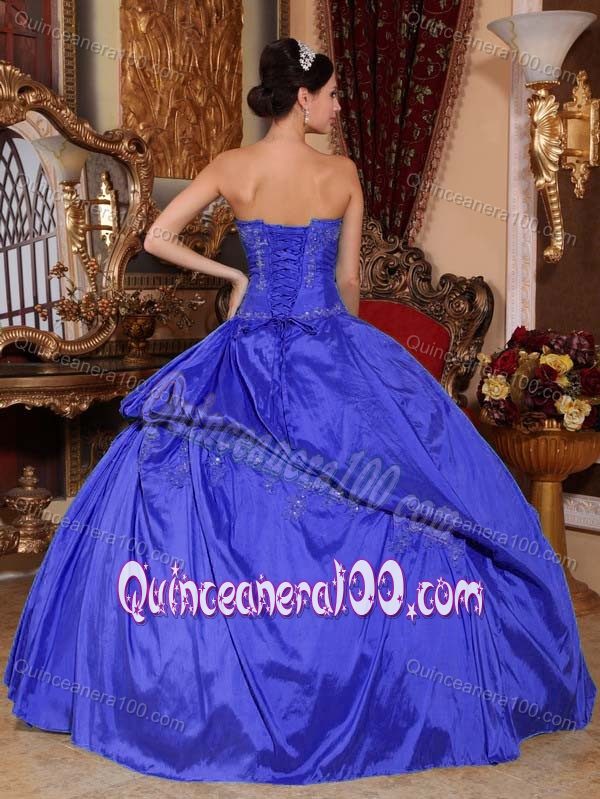 Elegant Strapless Appliques Quinceanera Party Dresses in Taffeta