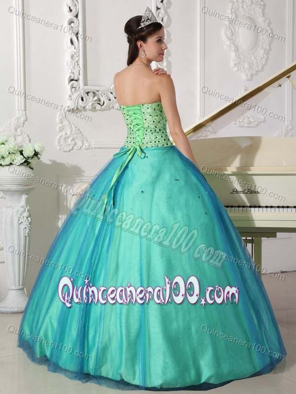 Simple Style Apple Green Beaded Sweetheart Quinceanera Dress
