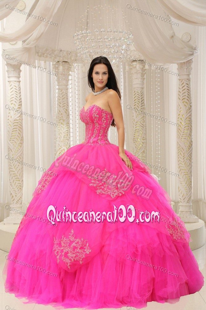 Design Hot Pink Sweetheart Sweet 15 Dress with Embroidery