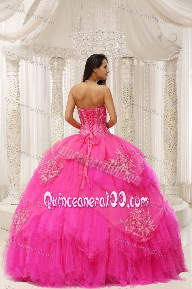 Design Hot Pink Sweetheart Sweet 15 Dress with Embroidery