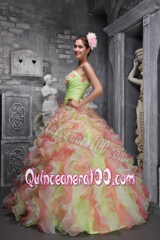 2013 New Arrival Flowers Ruffled Multi-color Sweet 15 Dresses