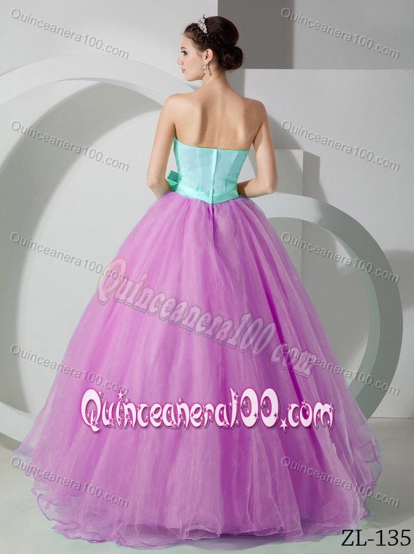 Apple Green and Lavender Quinceanera Dresses Gowns with Flower