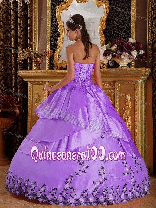 Ruches and Flowers Accent Lilac Quinceanera Gown Dresses 2013