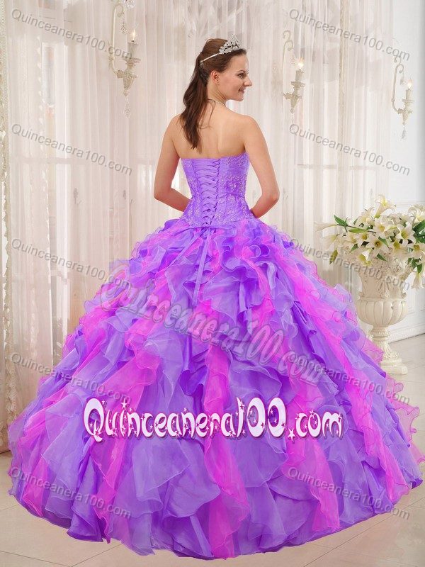 Ruffled Layers 2013 Colorful Beaded Sweet 15 Dress Romantic