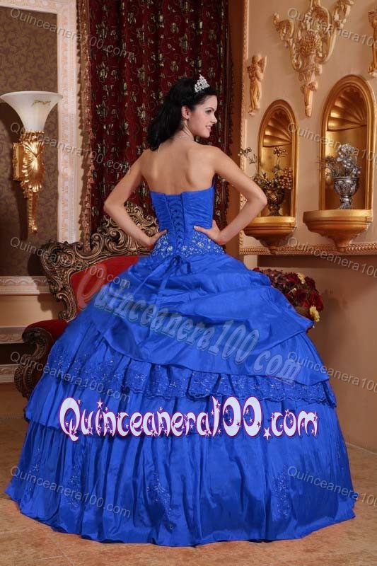 Traditional Ball Gown Floor-length Blue Quinceanera Dresses