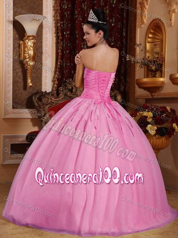 Sweetheart Rose Pink Sweet 16 Dress with Beading in Tulle and Taffeta