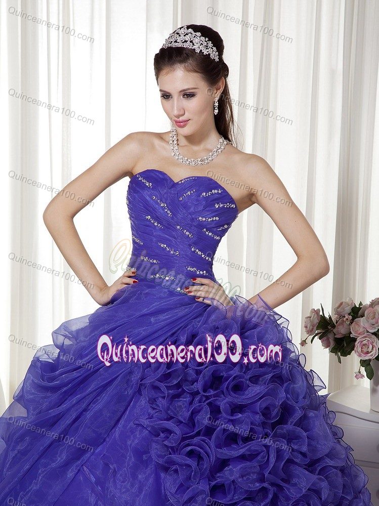 Organza Beading Ruffles Quinceanera Dress Purple Sweetheart