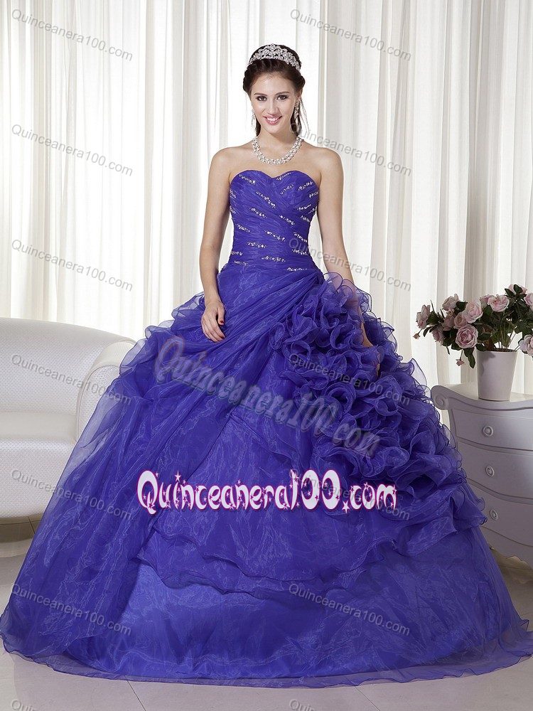 Organza Beading Ruffles Quinceanera Dress Purple Sweetheart