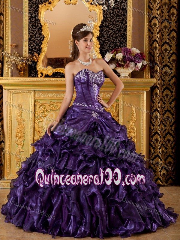 Miss International Limited Edit Sweetheart Purple Quinceanera Dress with Appliques Ruffles