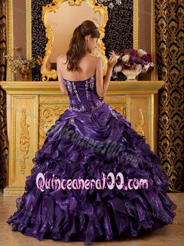 Miss International Limited Edit Sweetheart Purple Quinceanera Dress with Appliques Ruffles