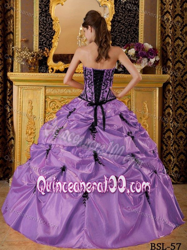 Purple Quinceanera Dress Strapless Appliques Beading Pick-ups