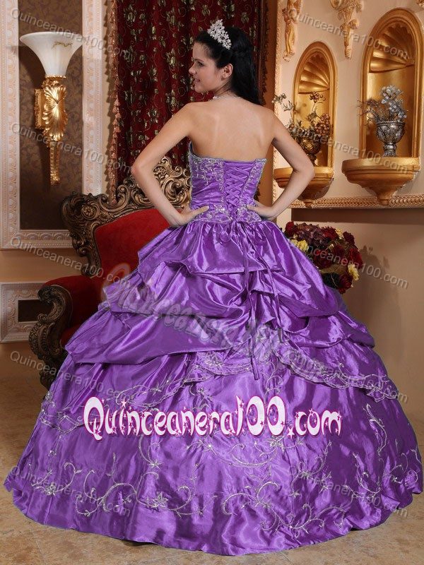 Embroidery and Pick ups Accent Quinceanera Dresses in Lavender