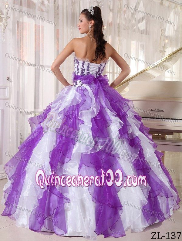 Good Quality 2014 Two-toned Ruffled Appliqued Sweet 16 Dress