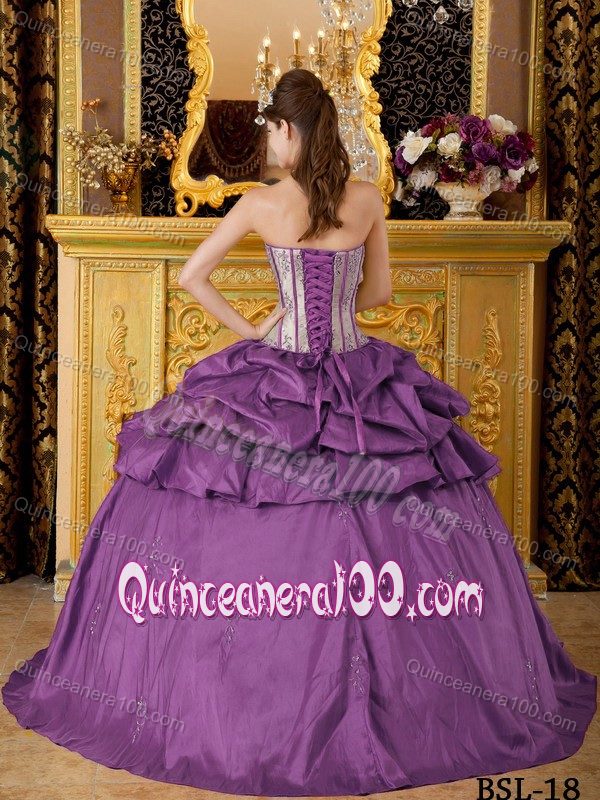 Corset Back Pick Ups Purple Ball Gown Quinceanera Dresses