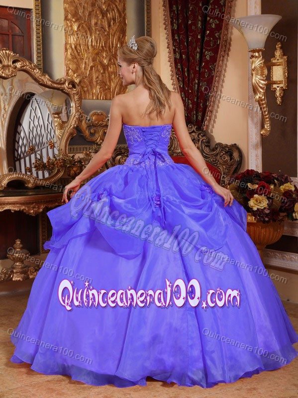 Deep Lavender Sweet Sixteen Dresses with Beading and Handmade Flowers