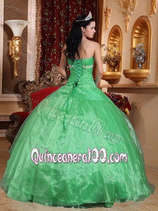 Apple Green Floor-length Sweet 15 Dresses with Appliques