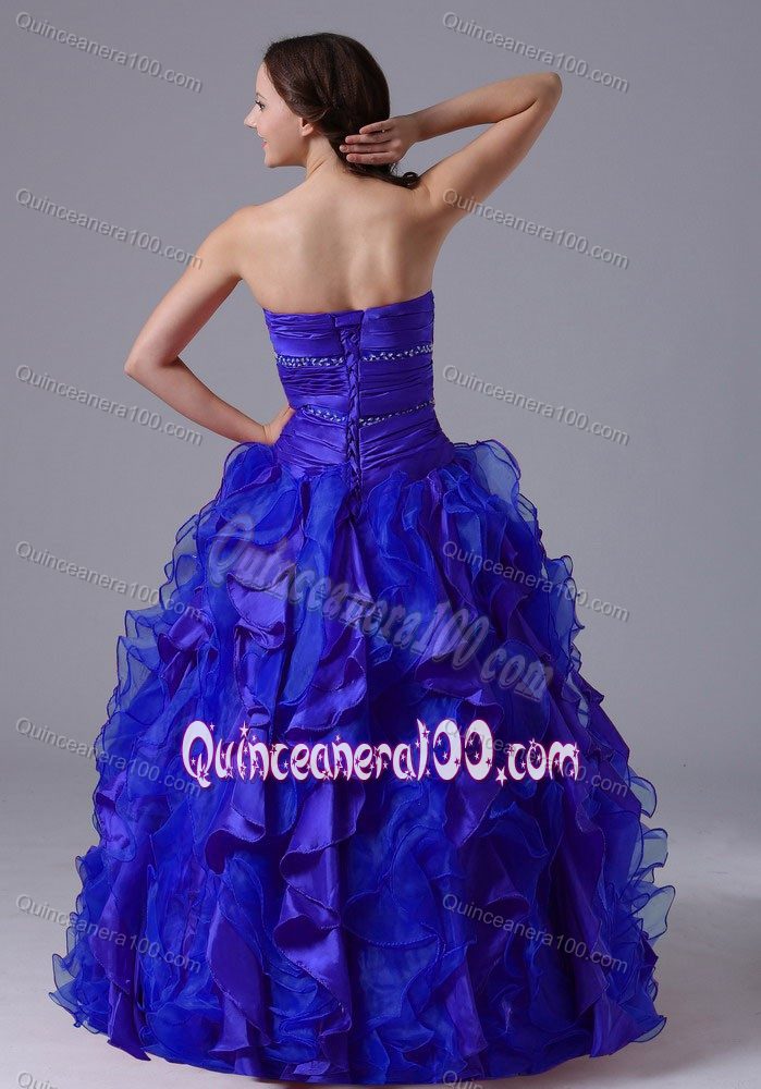 Royal Blue Ball Gown Ruffled Quinceanera Gown Dresses