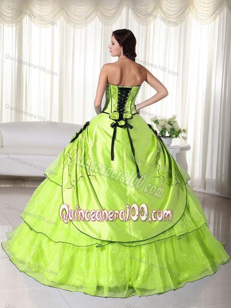 Gorgeous Green Strapless Ball Gown Organza Quinceanera Dresses