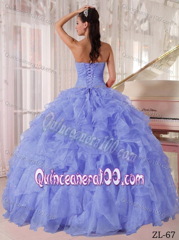 Elegant Cornflower Lilac Beading Quinceanera Dress with Ruffles