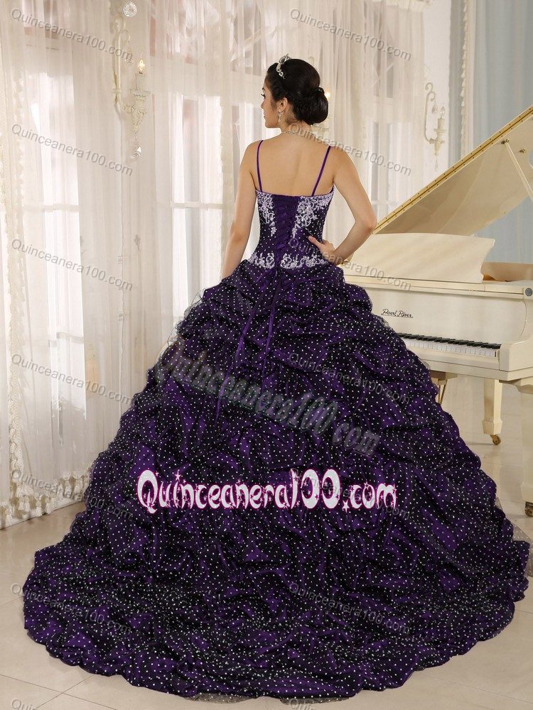 Whitney Houston Appliques Spaghetti Straps Pick-ups Didos Quinceanera Gowns in Fashion
