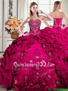New Style Sweetheart Embroideried Fuchsia Quinceanera Dress with Beading and Bubbles