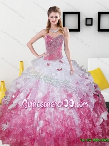 2015 Pretty Seller Sweetheart Quinceanera Dresses with Beading and Ruffles