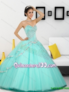 2015 The Super Hot Beading Sweetheart Quinceanera Dresses in Apple Green