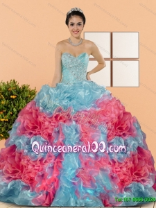 Affordable Multi Color 2015 Sweet 15 Dresses with Beading and Ruffles