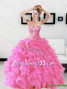 Classical Beading and Ruffles Sweetheart Quinceanera Dresses for 2015
