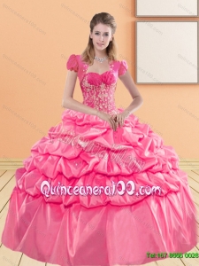 Delicate Sweetheart 2015 Quinceanera Gown with Appliques and Pick Ups