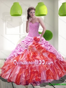 2015 Classical Pick Ups and Ruffles New Arrival Quinceanera Dresses in Multi Color
