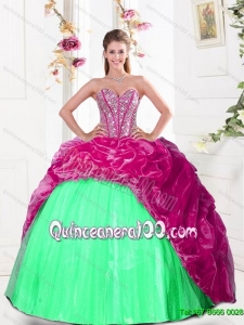 2015 Fashionable Sweetheart 16 Birthaday Party Dresses with Beading and Pick Ups