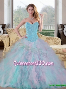 2015 Exquisite Sweetheart Multi Color Elegant Quinceanera Dresses with Beading and Ruffles