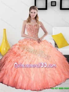 2015 Unique Beading and Ruffles Sweetheart Quinceanera Dresses