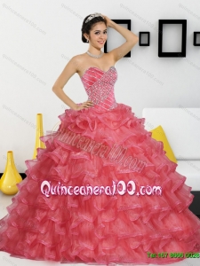 2015 Unique Sweetheart Quinceanera Dresses with Appliques and Ruffled Layers