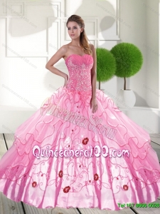 Decent Sweetheart 2015 Quinceanera Dresses with Appliques and Ruffled Layers