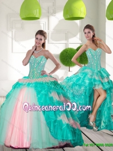 Delicate Beading and Ruffled Layers Quinceanera Gowns in Multi Color