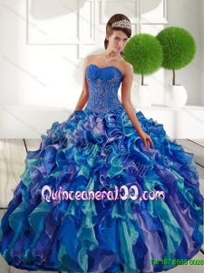 Unique Sweetheart 2015 Quinceanera Dresses with Appliques and Ruffles