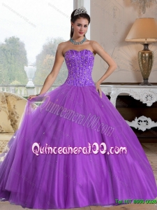 2015 Luxurious Sweetheart Ball Gown Quinceanera Dresses with Beading