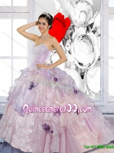 Beading and Appliques 2015 Luxurious Quinceanera Dresses with Brush Train