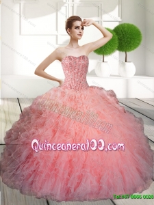 Luxurious Ball Gown Beading and Ruffles Quinceanera Dresses for 2015
